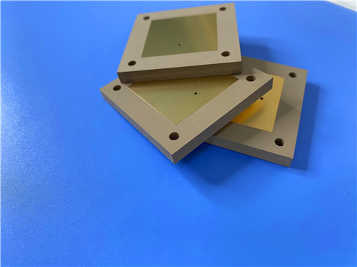ultimo caso aziendale circa TP2500 alta frequenza DK PCB a doppia faccia costruita su laminato da 0,8 mm con placcatura in oro puro per RF aerospaziale