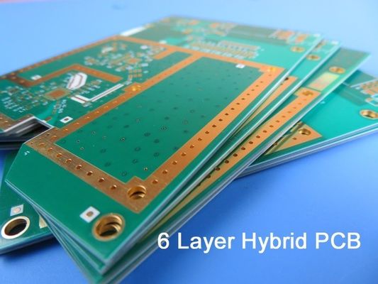 Il PWB ibrido ad alta frequenza 6-Layer ha mescolato il PWB su 20mil 0.508mm RO4350B e FR-4 con cieco via